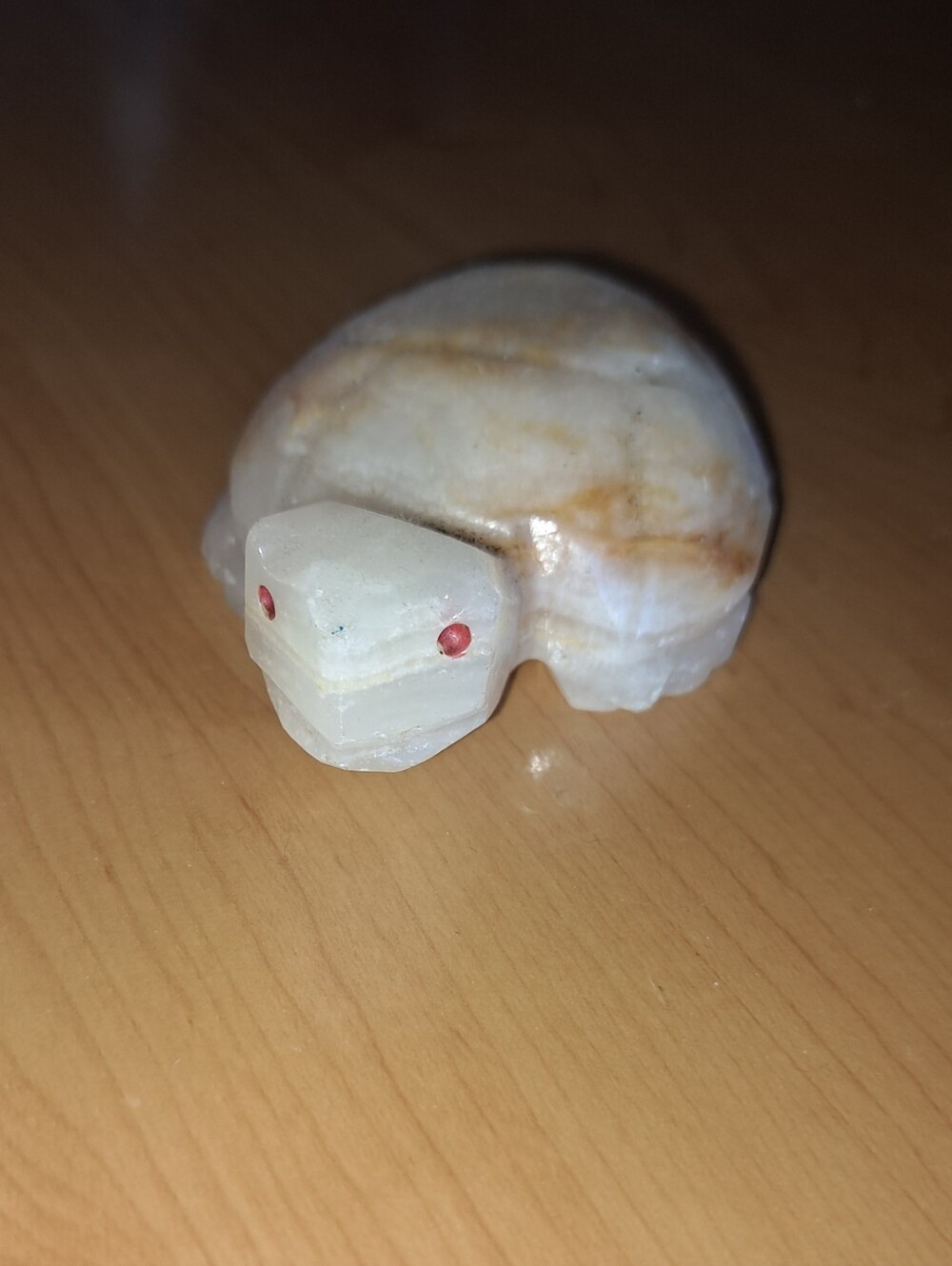 Hand-Carved Opalite Or Stone Turtle Figurine in Cream and Brown